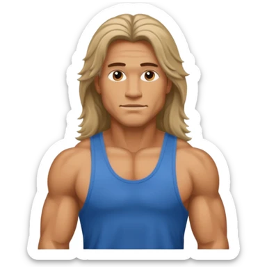 Long hair fat muscle men in tank top sticker
