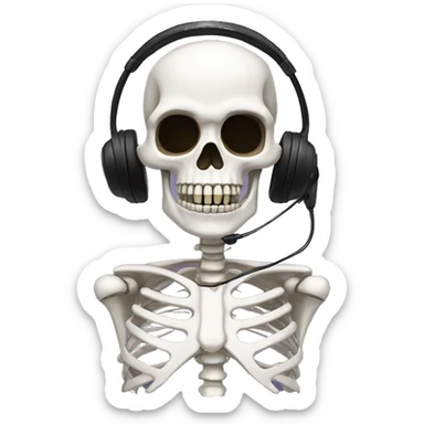 skeleton with a gamer headset sticker