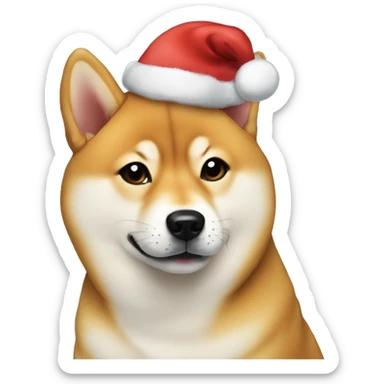 shiba inu portrait looking at you with Christmas head and sweat shirt sticker