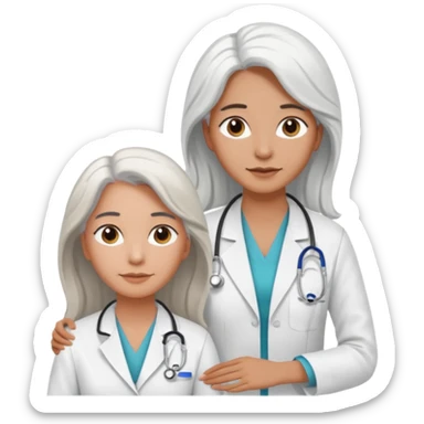 physiotherpay session for a long brown hair woman. but physio is a white hair woman. and they dont like like in the hospital  sticker