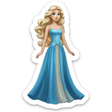 Very Beautyful princess in an expensive long dress with fantastic Blue eyes and Long locking hair sticker