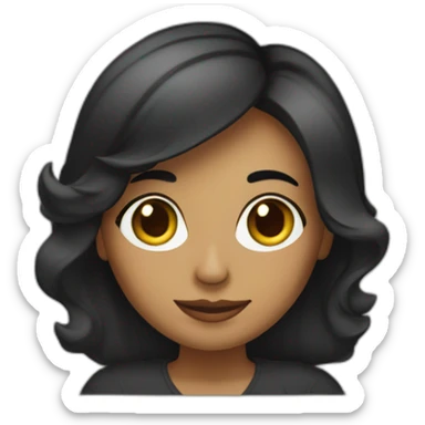 mujer branca de cabello preto trabajando de forma remota con su laptop sticker