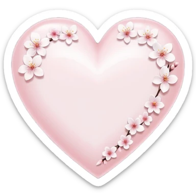 white heart emoji with subtle sakura petal texture sticker