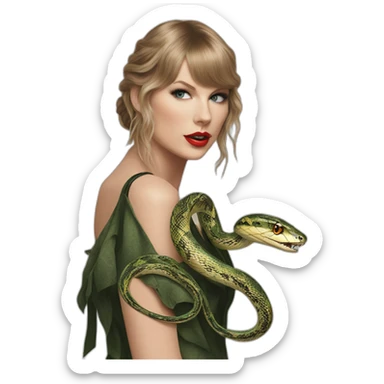 Taylor Swift with a snake in reputation album sticker