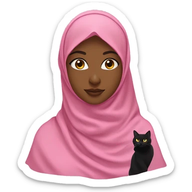 Black hijabi pink veil with a cat and sudn flag🇸🇩 sticker