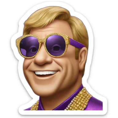 elton john wearing KREWE eywear ST. LOUIS sunglasses mardi gras sticker