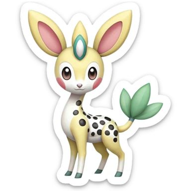 Blushing Spotted Dotted randomly Splash-marked Meloetta-Leavanny-Gallade-Ampharos-Inteleon-Nidoqueen-Fakémon-Pokémon-hybrid-fusion-creature, full body sticker