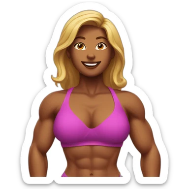 Muscular woman bikini sticker