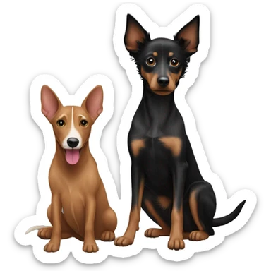 Black yorshire dog and  brown podenco dog sticker
