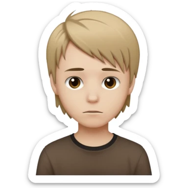 boy with dark blonde hair emo, shirt color brown sticker