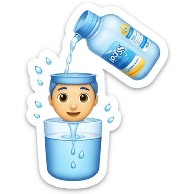 pouring out a bottle of water sticker