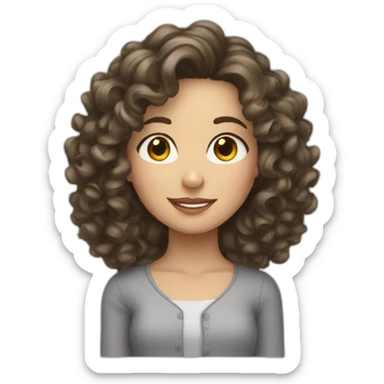 white brunnette girl with curly hair sticker