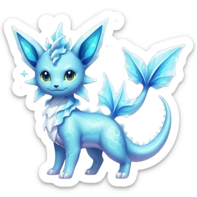 Shiny Nebulae Delcatty-Lumineon-Vaporeon-Amaura-Dragonair-Fakémon-hybrid-creature (full body)  sticker