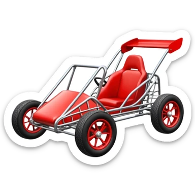 Race car whose frame and suspension is made of shopping cart material with padded roll cage and antique style handmade bodywork  sticker