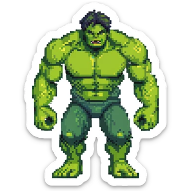 Bruce Banner to Hulk transformation, arcade game style animation frames sticker