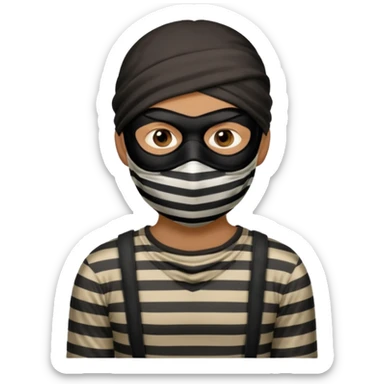 thief, with stripped shirt, facemask, thief mask. sticker