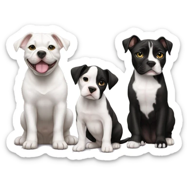 Black and white English staffordshire puppy full body and black cat and tabby cat sticker