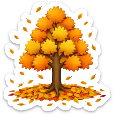 autumn tree with leaves falling  sticker