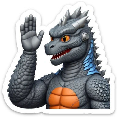 godzilla saluting sticker