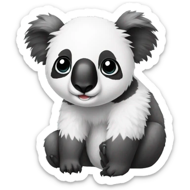 koala with black and white fur like a panda sticker