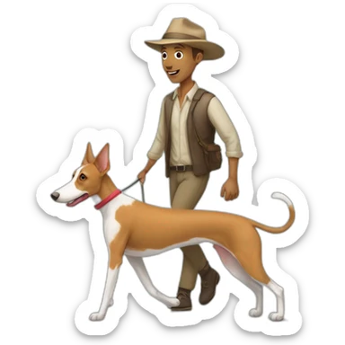 Hombre paseando podenco sticker