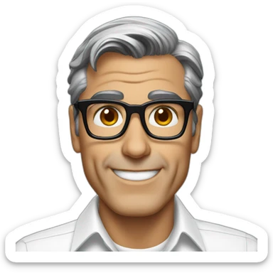 George clooney wearing glasses white shirt sticker
