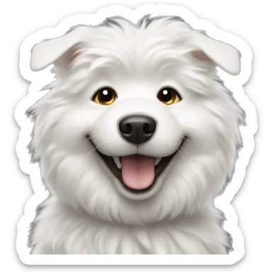 white fluffy dog smileing  sticker