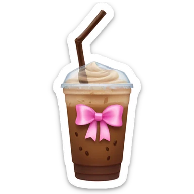 Iced coffee with pink bow sticker