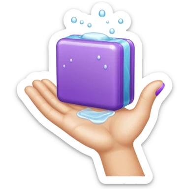 purple four finger hand with soap sticker