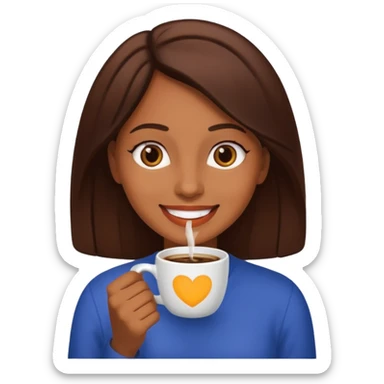 Mulher morena tomando café  sticker