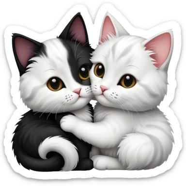 White and black cats are kissing  sticker