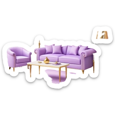 luxury studio apartment with pink, gold and lilac decorations sticker