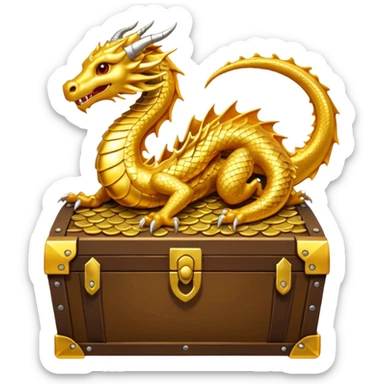 golden dragon curled around a treasure sticker