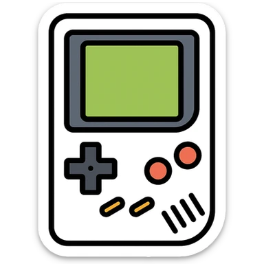 classic Gameboy as color icon, focus on buttons and screen, clean outlined style sticker