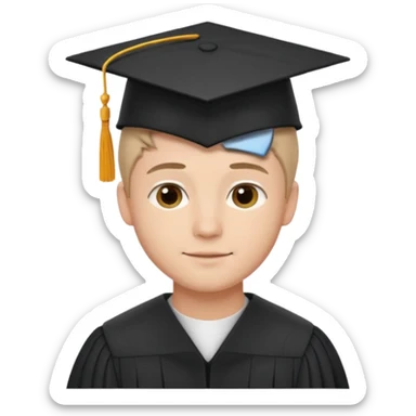 Graduated Students, Male, proudly, short hair, wearing graduation cap sticker
