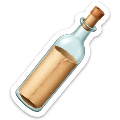 glass bottle with a paper message inside sticker