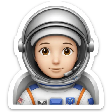 Astronaut in white EVA suit with silver visor helmet sticker