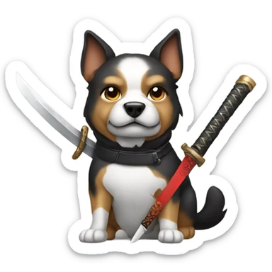 Dog with a katana  sticker