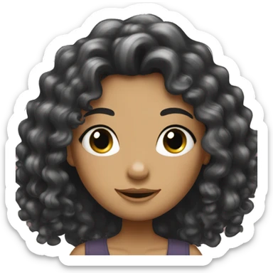 sparkle girl with long black curly hair sticker