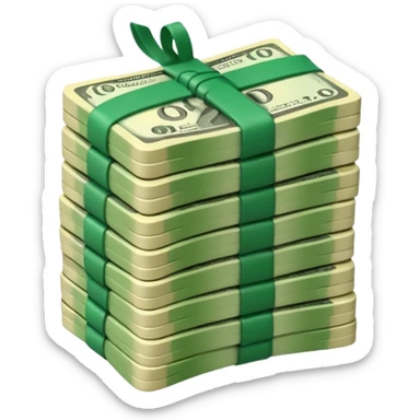 make a stack of candian dollars held togethher by rubber bands sticker