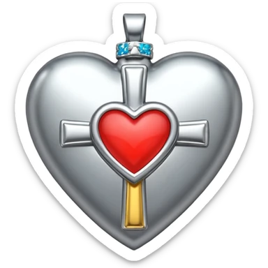 Chrome heart cross sticker