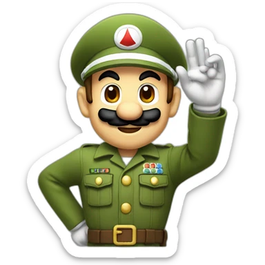 mario doing a military salute sticker