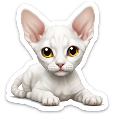 White Devon rex kitten laying  sticker