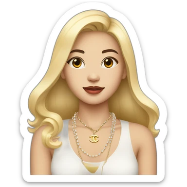 Blonde Asian girl with Chanel bag and necklace sticker