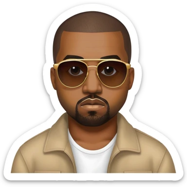 Kanye West with sunglasses and his signature look sticker
