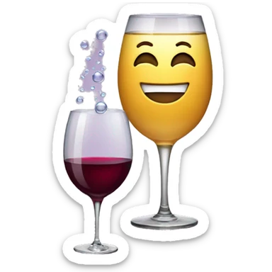 HAPPY CLASSIC EMOJI WITH WINE BUBBLES INSPIRING sticker