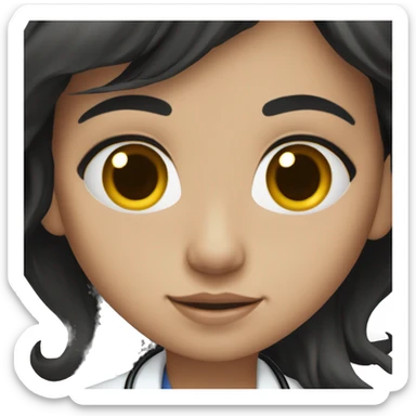 doctor, black hair, girl, white skin, brown eyes sticker
