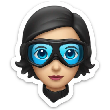 scubadiver woman, with black suit and Pink dive mask in her blue eyes sticker