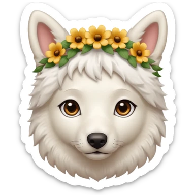Cute Brown eyes White Shepard with very short fur with 1 flowerband on the head sticker