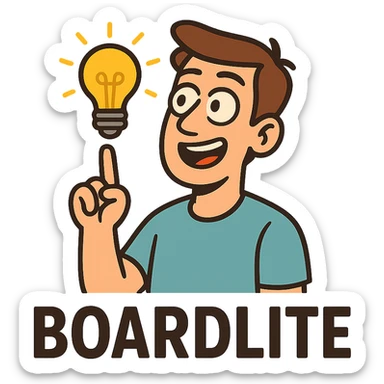 logo for an app called Boardlite, bold and simple, flat design, incorporates a light or illumination element, memorable and scalable sticker